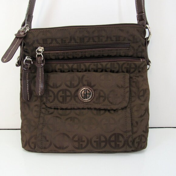 Giani Bernini Signature Logo Crossbody Two-Tone Brown with 7 Pockets - Picture 2 of 10